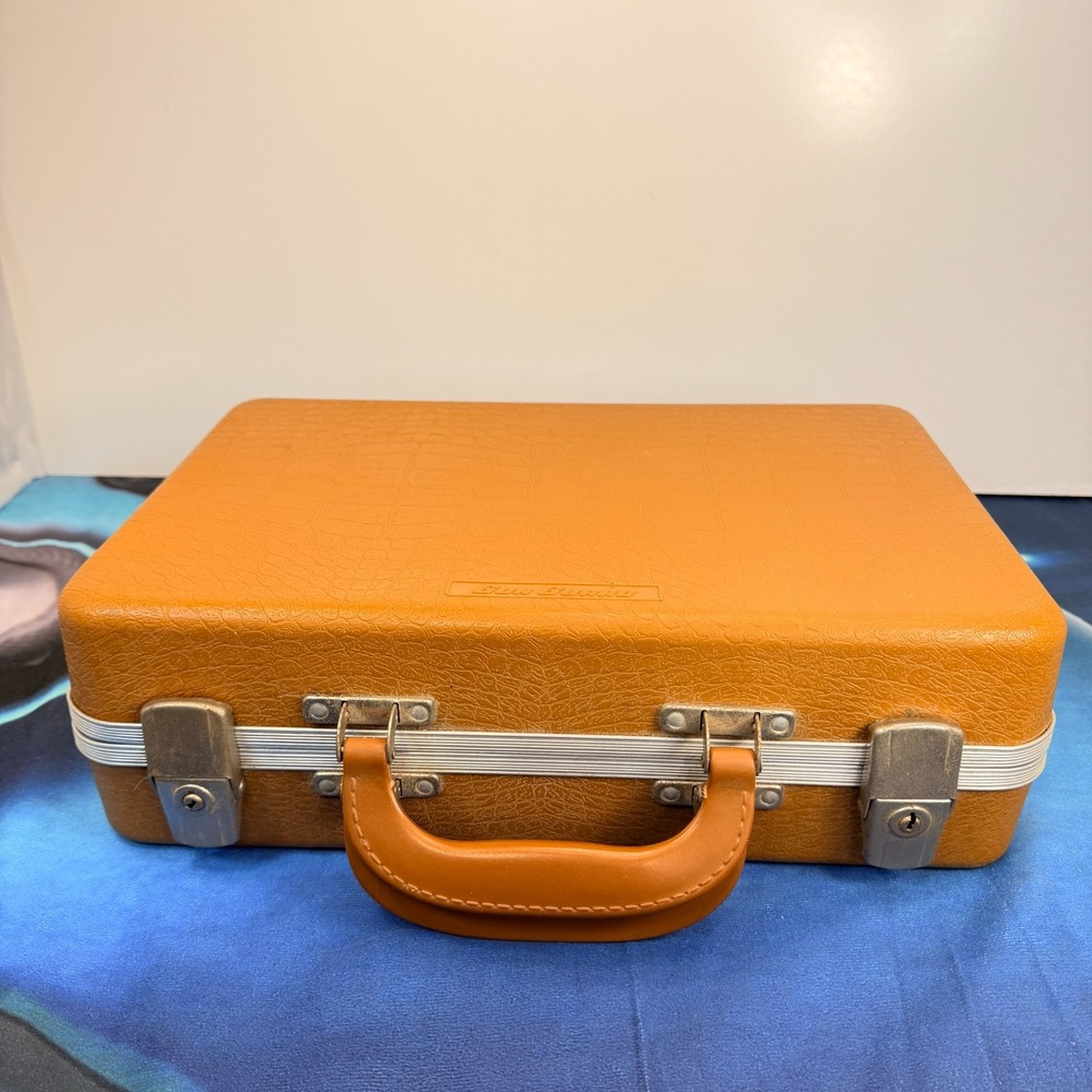 Vintage Doskocil Gun Guard Orange Faux Alligator Hard Case Briefcase Foam Box